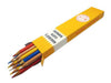 A single tailors' cloth marking pencil beside its yellow packaging box with the brand name 'Hancocks' visible on it.
