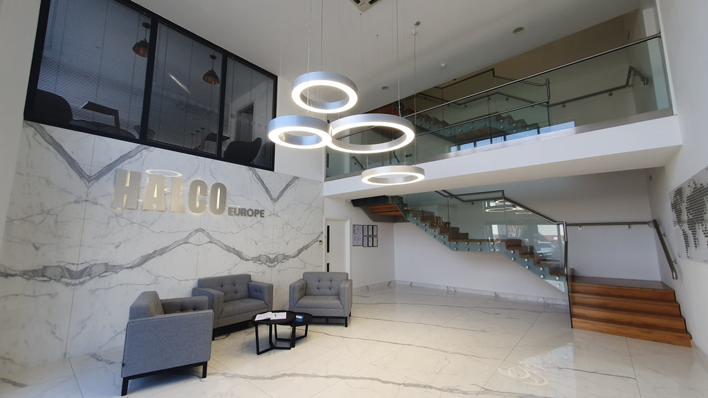 HALCO's main office foyer, with comfortable looking chairs