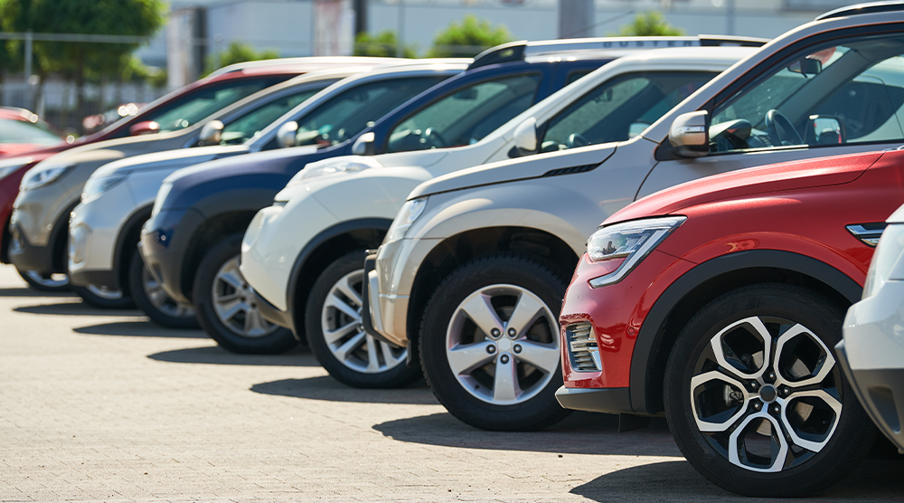 Cars lined up in a row