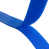 Close-up of blue hook and loop tape on a white background